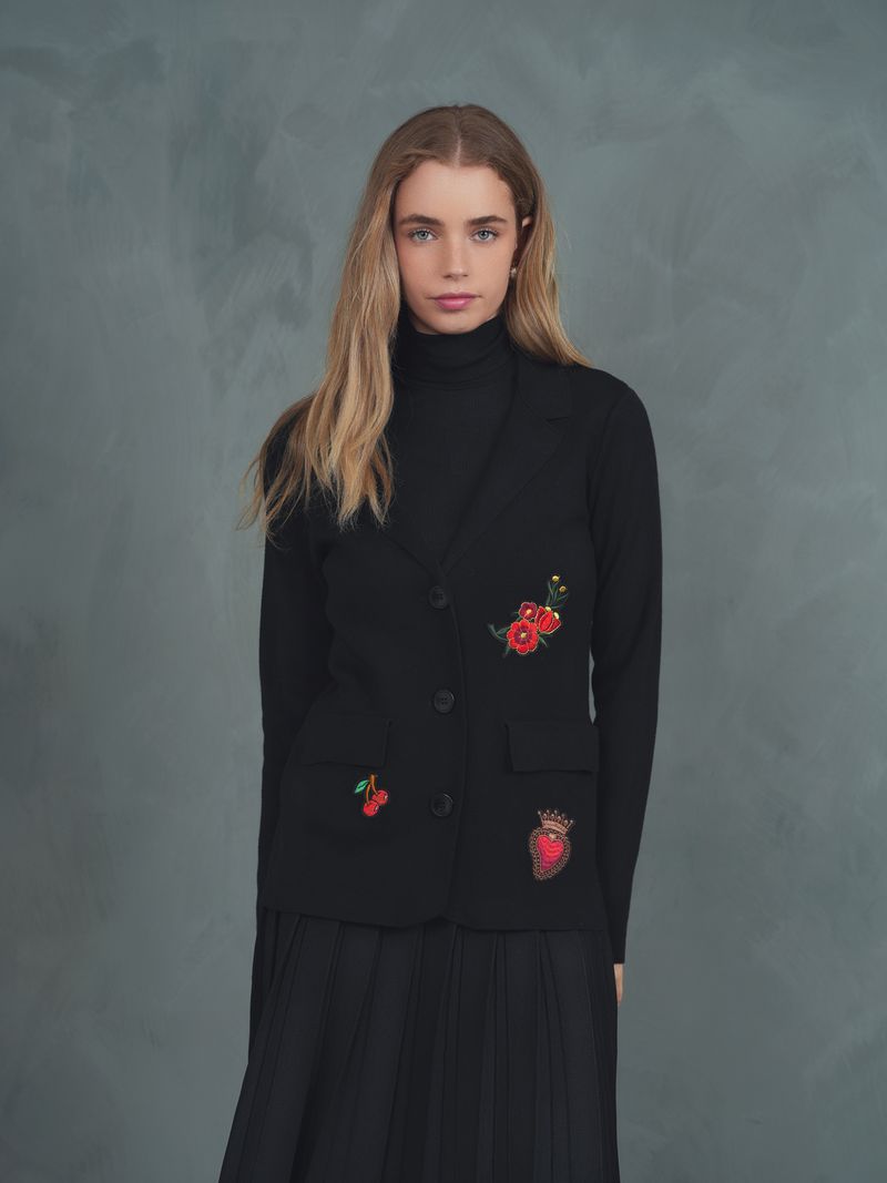 Knit Blazer With Patches