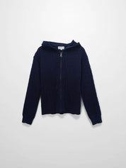 Zip Up Cable Hoodie-Navy