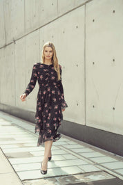 AURORA DRESS - BLACK FLORAL