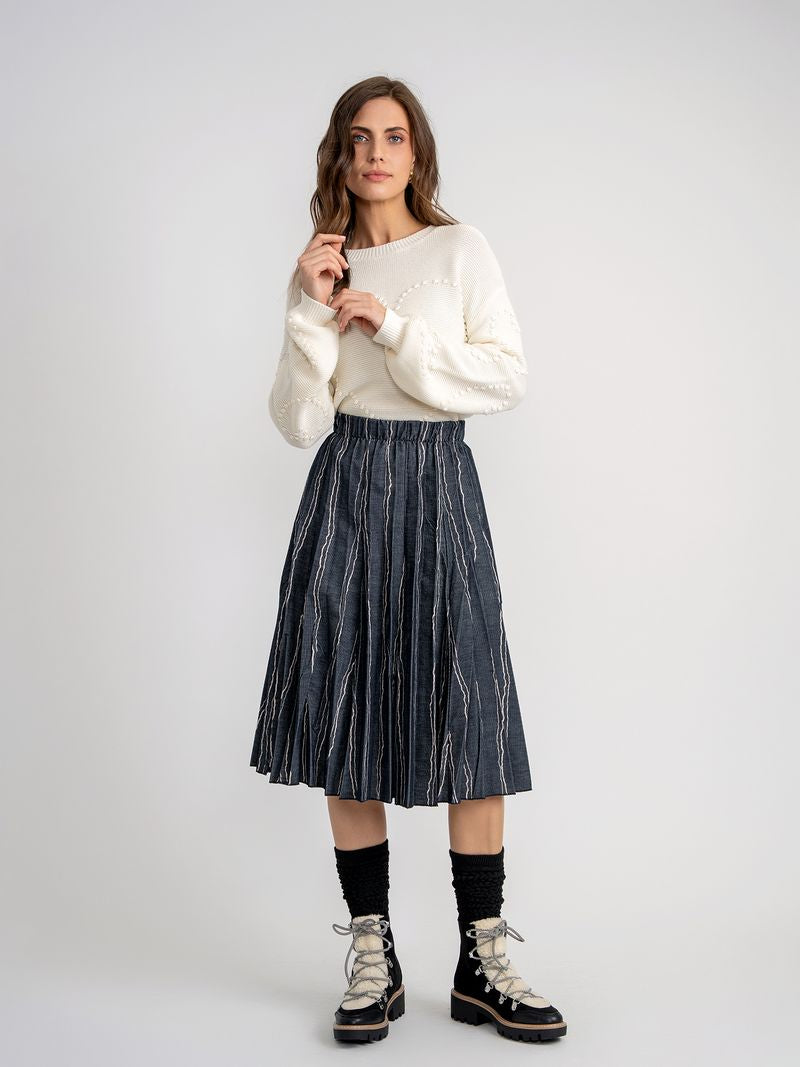 Teen Knitted Sweater With Heart Pom Pom