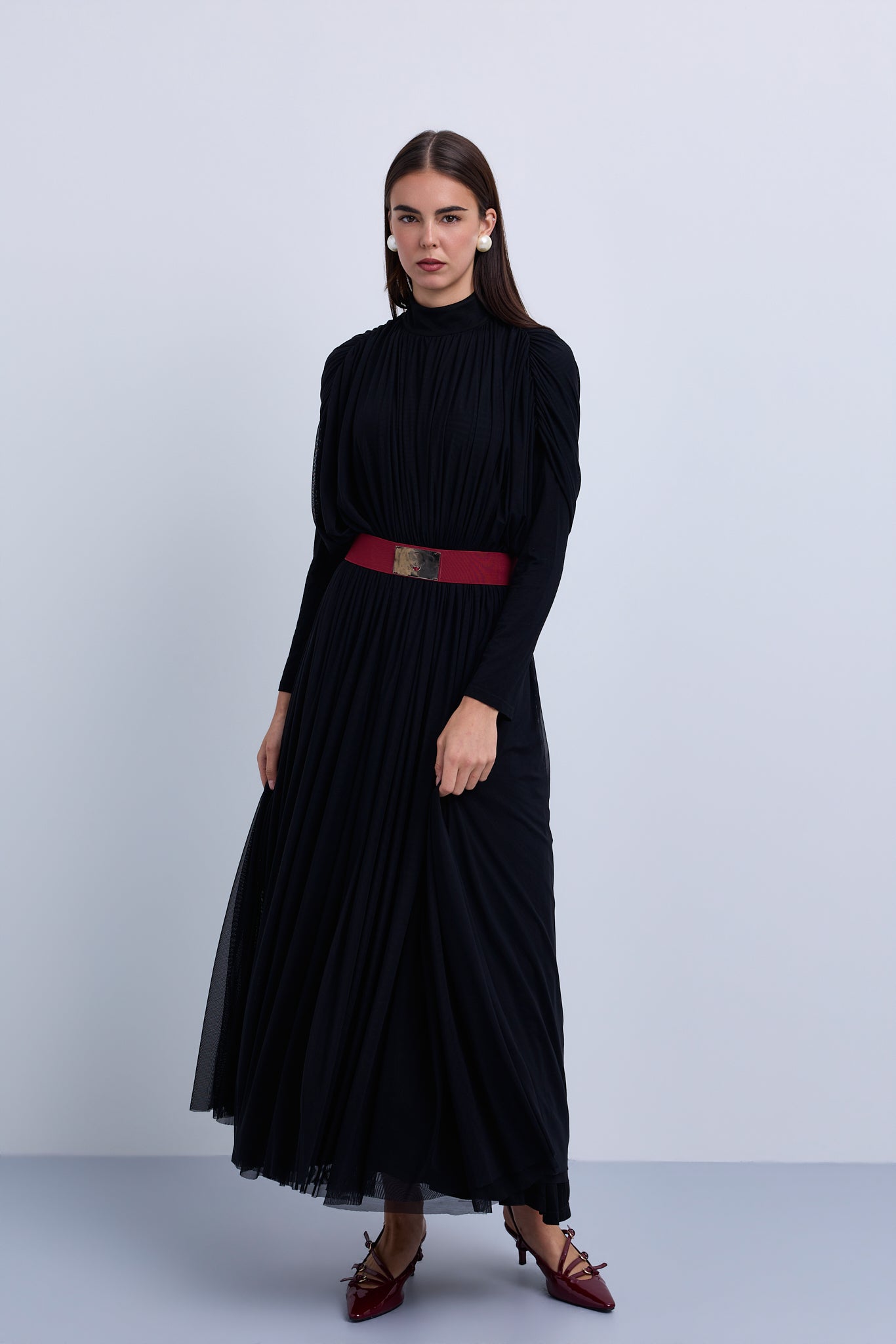 Tulle Gown with Elastic Belt