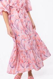 Alice Dress Short Sleeve (Peach Flower)
