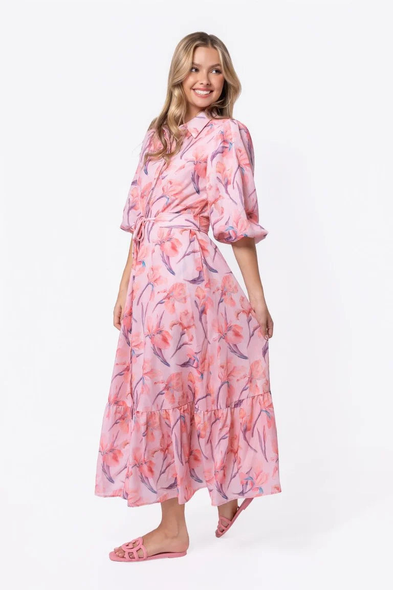 Alice Dress Short Sleeve (Peach Flower)