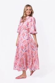 Alice Dress Short Sleeve (Peach Flower)