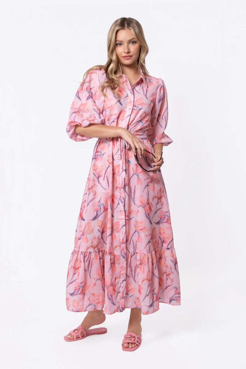 Alice Dress Short Sleeve (Peach Flower)