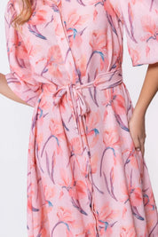 Alice Dress Short Sleeve (Peach Flower)