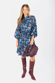 Allie Dress Long Sleeve 41" (Navy Pattern)