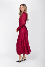 Audrey Dress Long Sleeve (Deep Red Solid)