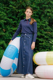 DARK DENIM MAXI SKIRT