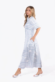 Aviana Dress (White/Blue)