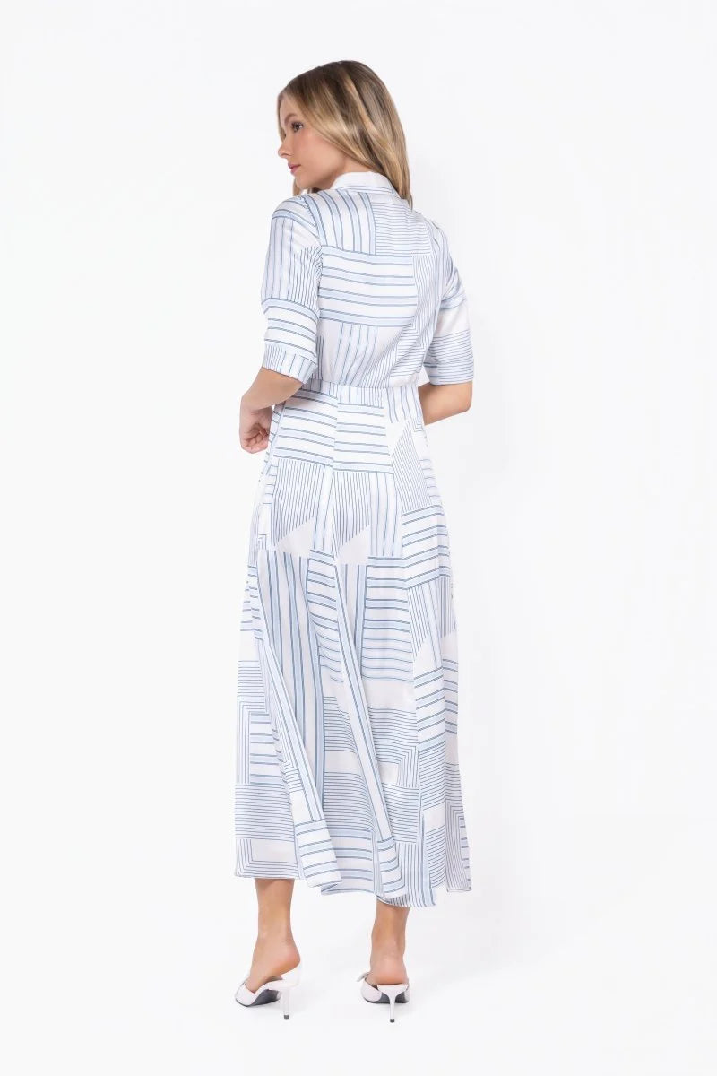 Aviana Dress (White/Blue)