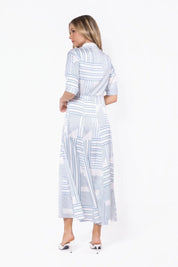 Aviana Dress (White/Blue)