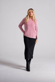 TWO TONE RIBBED SWEATER WITH RAGLAN SLEEVE