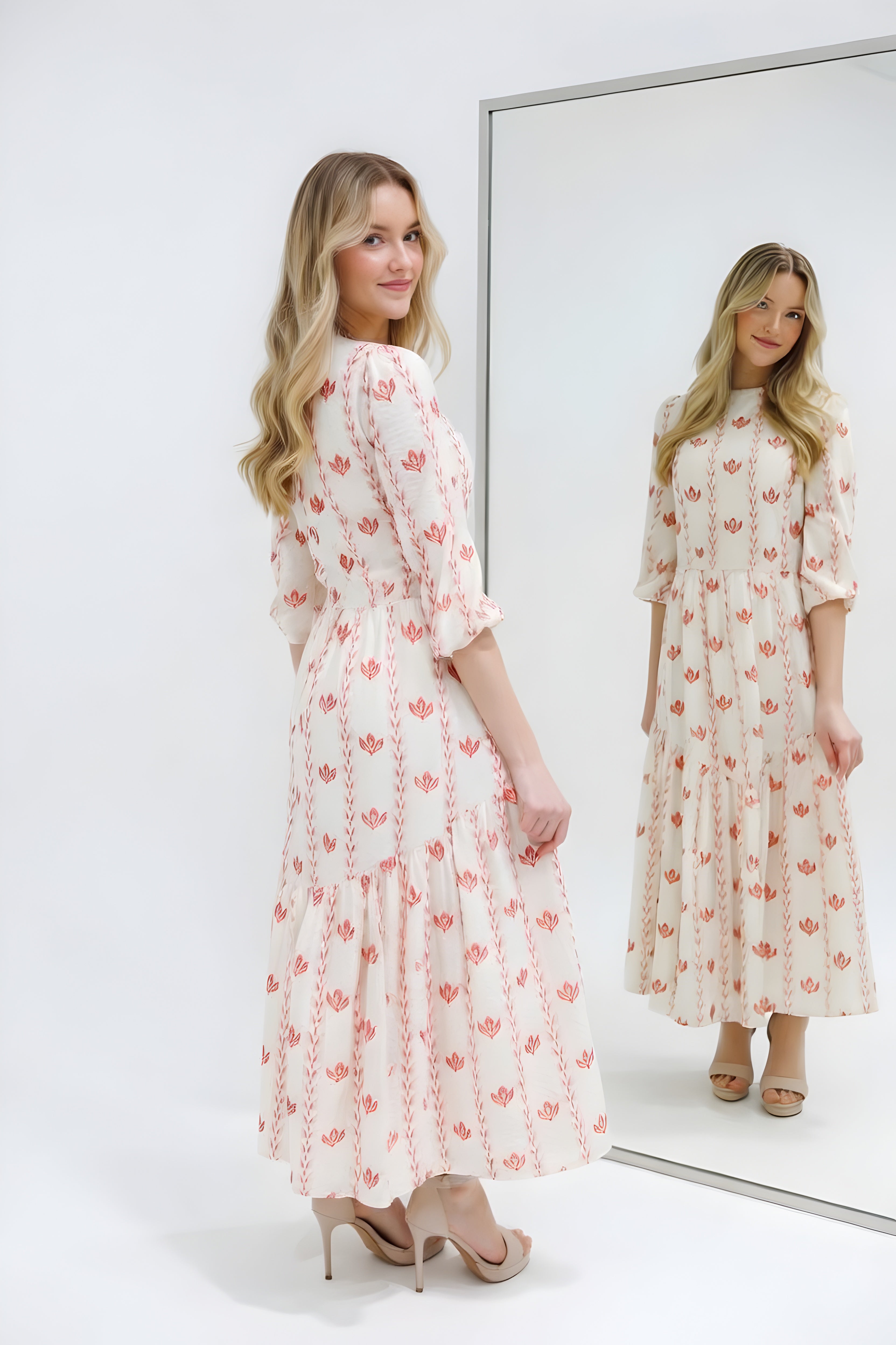 WHITE FLORAL DRESS AVAILABLE IN 2 COLORS (25S28)