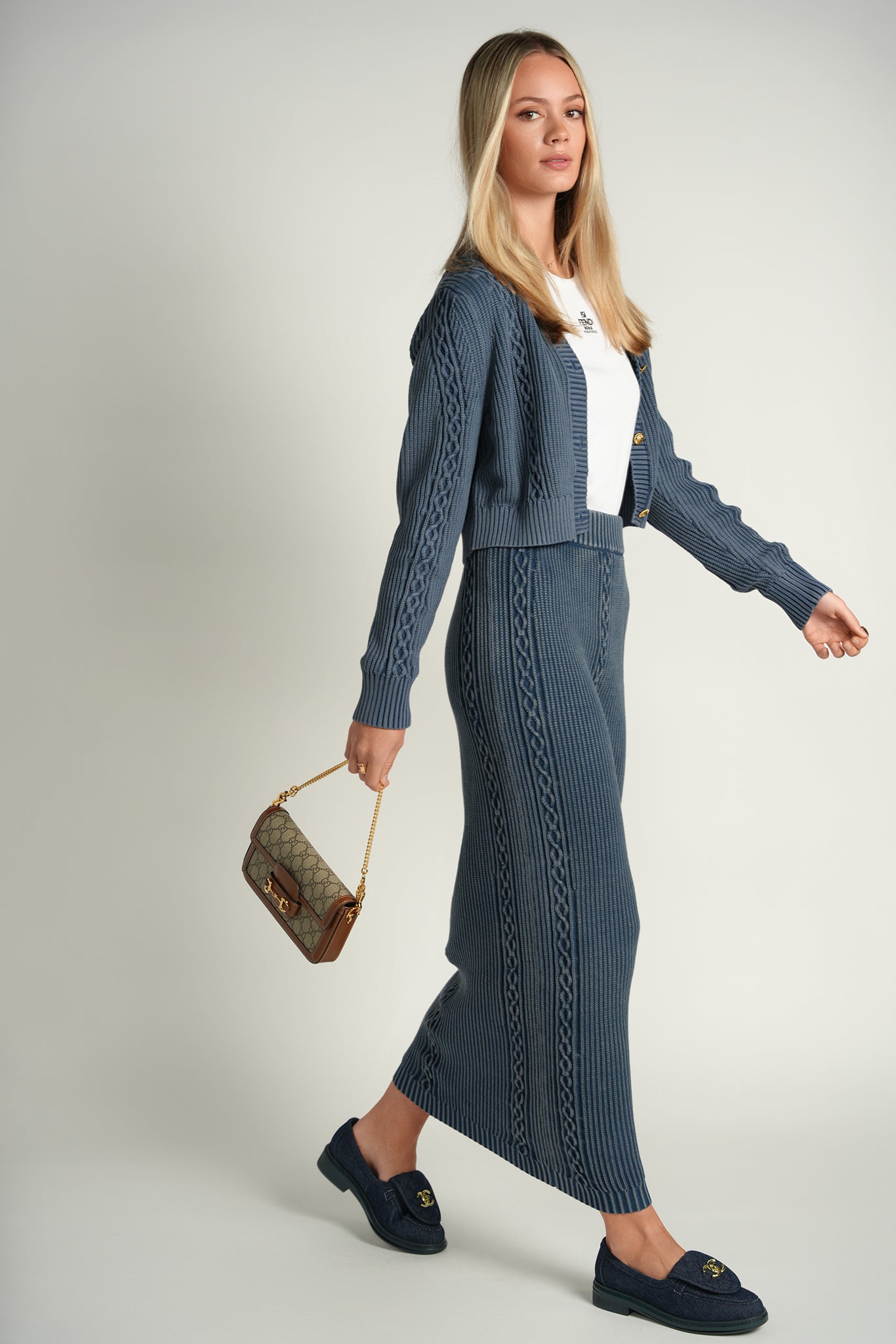 Denim Cable Maxi Skirt