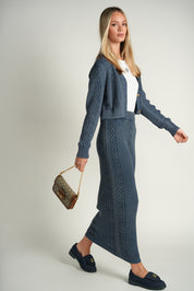 Denim Cable Maxi Skirt
