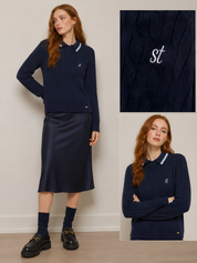 COLLARED LOGO SWEATER