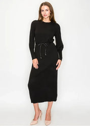 AD Y Leather Belted Knit Dress 5305