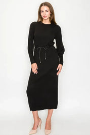 AD Y Leather Belted Knit Dress 5305
