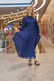 PLEATED PUFF SLEEVE DRESS 25196