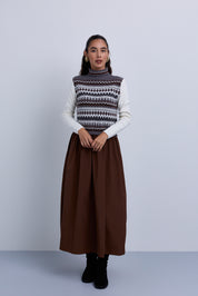Fair Isle Knit Look Maxi Dress