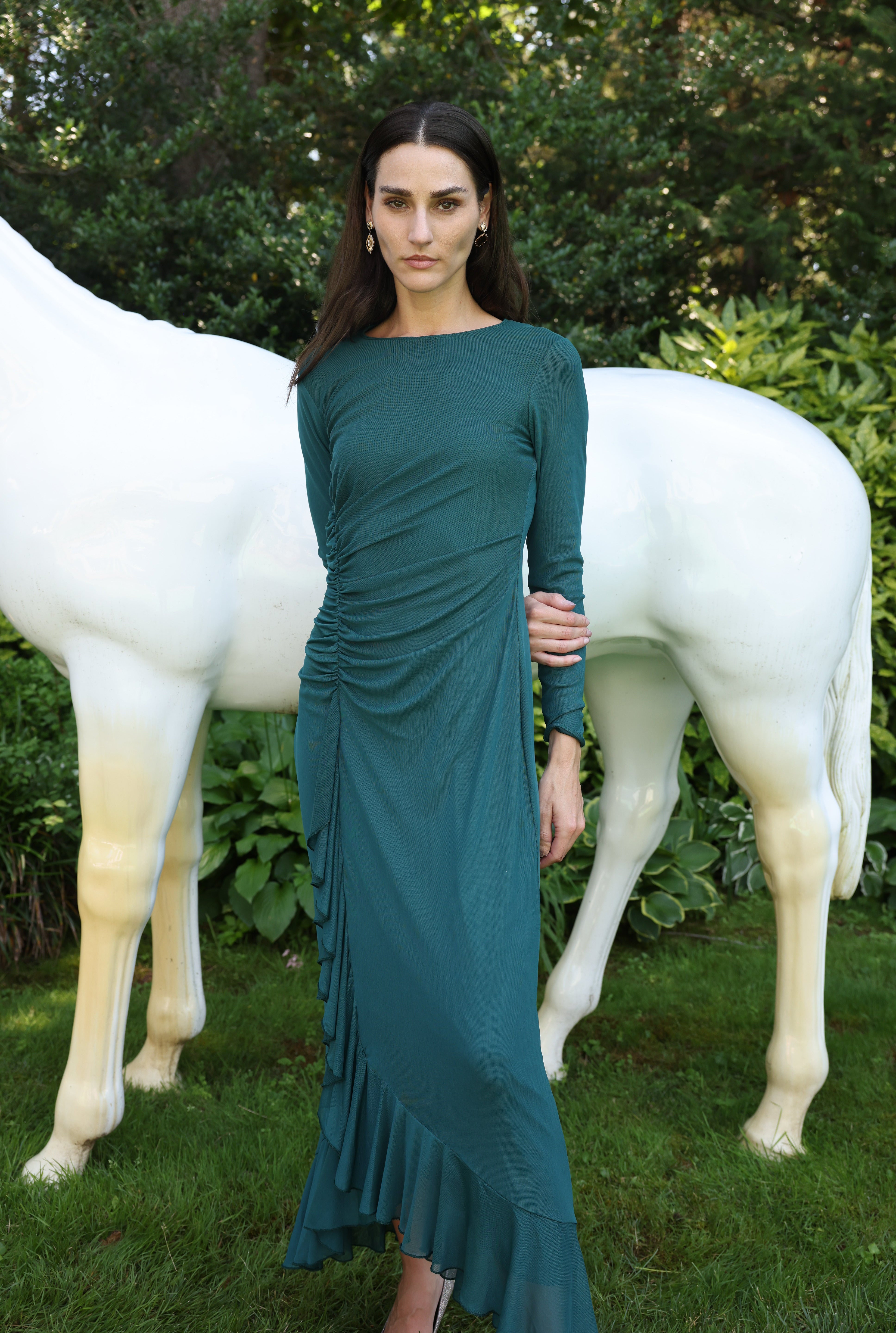 JANET DRESS - HUNTER SOLID