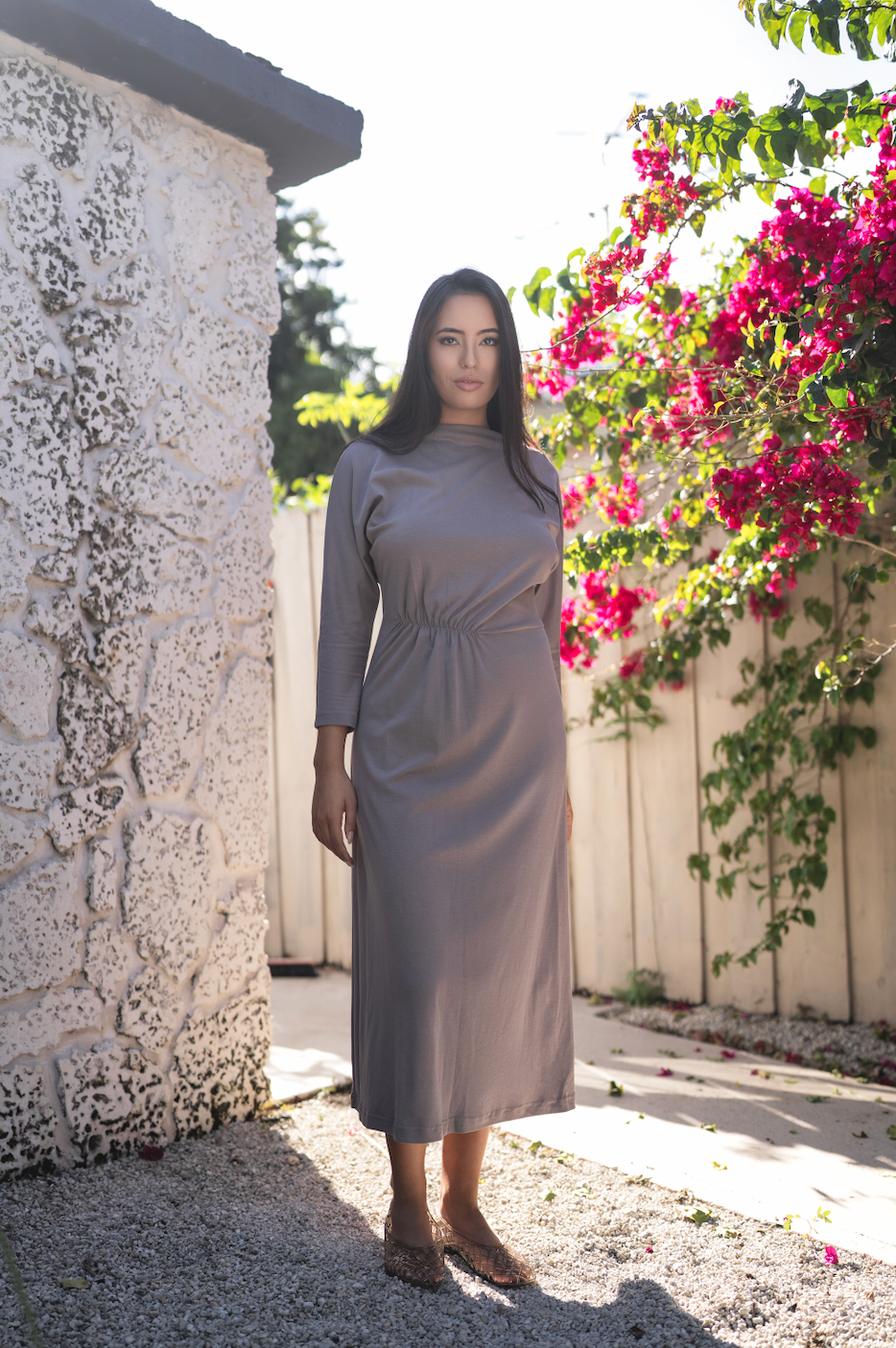 Cowl Neck Jersey Dress