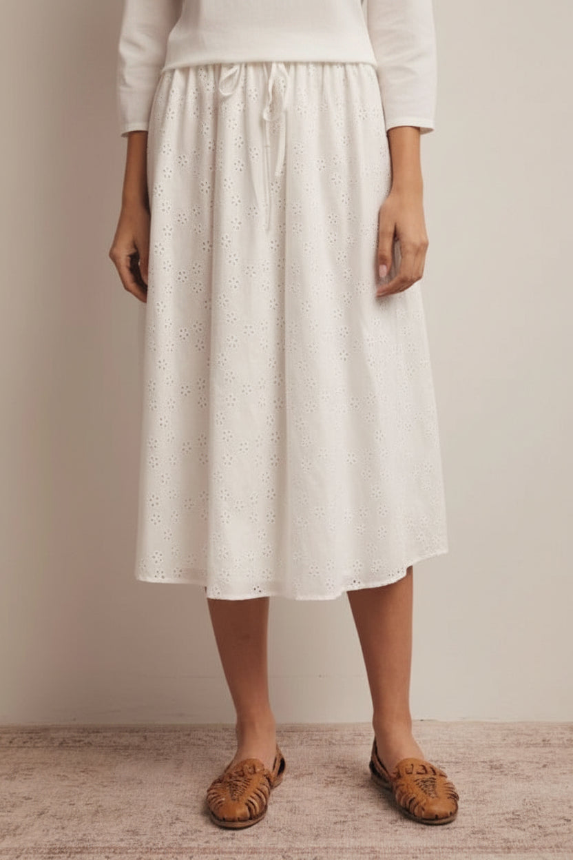 Seaside Eyelet Midi Skirt