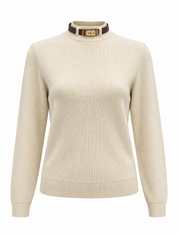Buckle Collar Mock Neck Knit Sweater