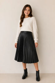 AD IC Leather Pleated Skirt 8970