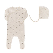 Jersey Cotton Floral Grid Collection - Footie + Bonnet