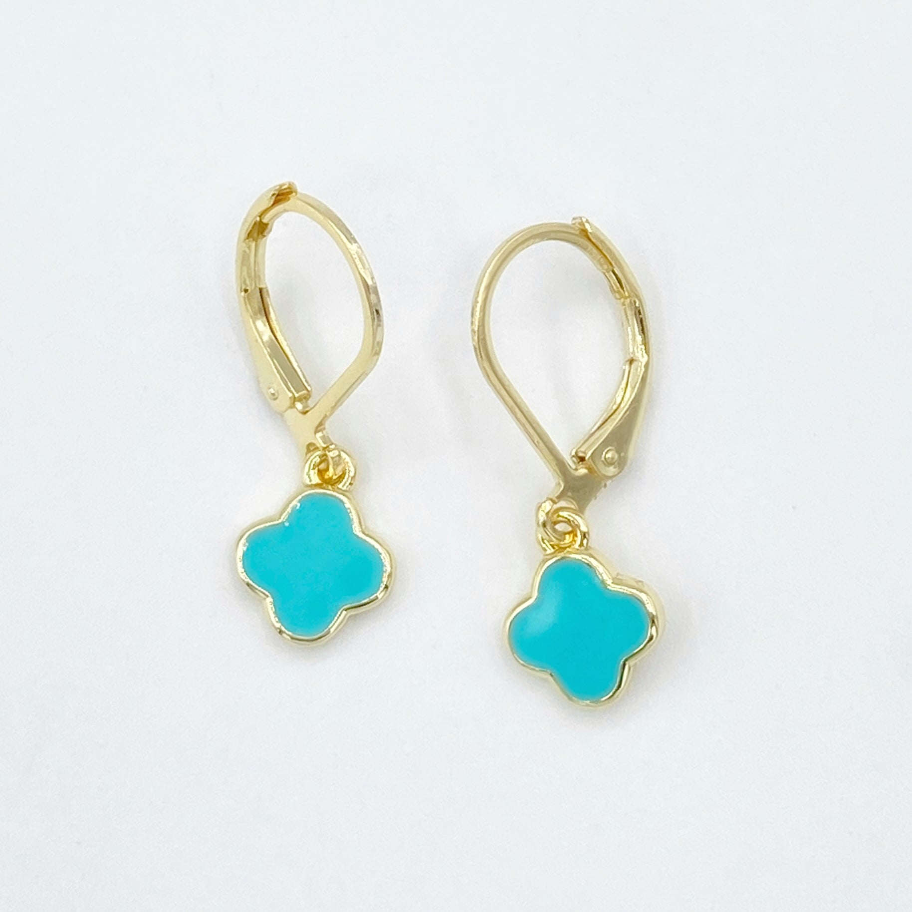 Enamel Clover Leverbacks - Blue