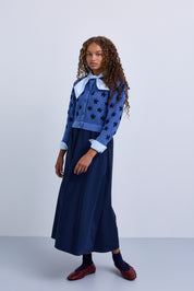 Polka Dot Knit Dress with Contrast Bow
