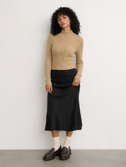 KNIT MOCKNECK WITH GOLD PLATE LOGO DETAIL