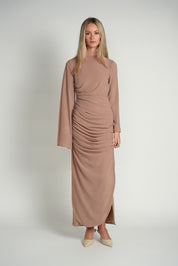 Ruched Cape Sleeve Dress