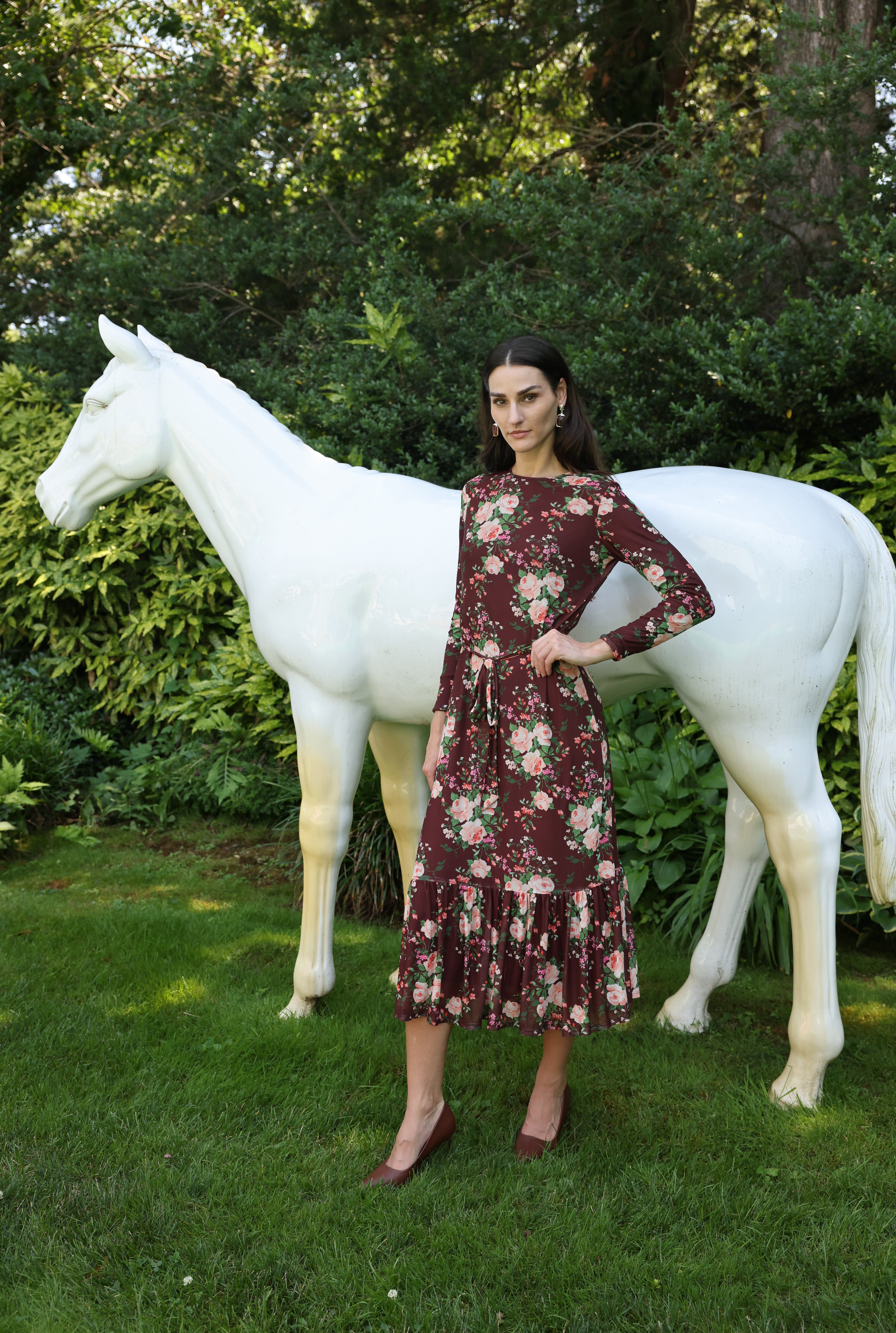 LUMA DRESS - MOCHA FLORAL