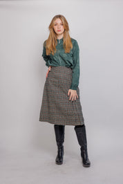 25546- PLAID SKIRT WITH SIDE PLEAT