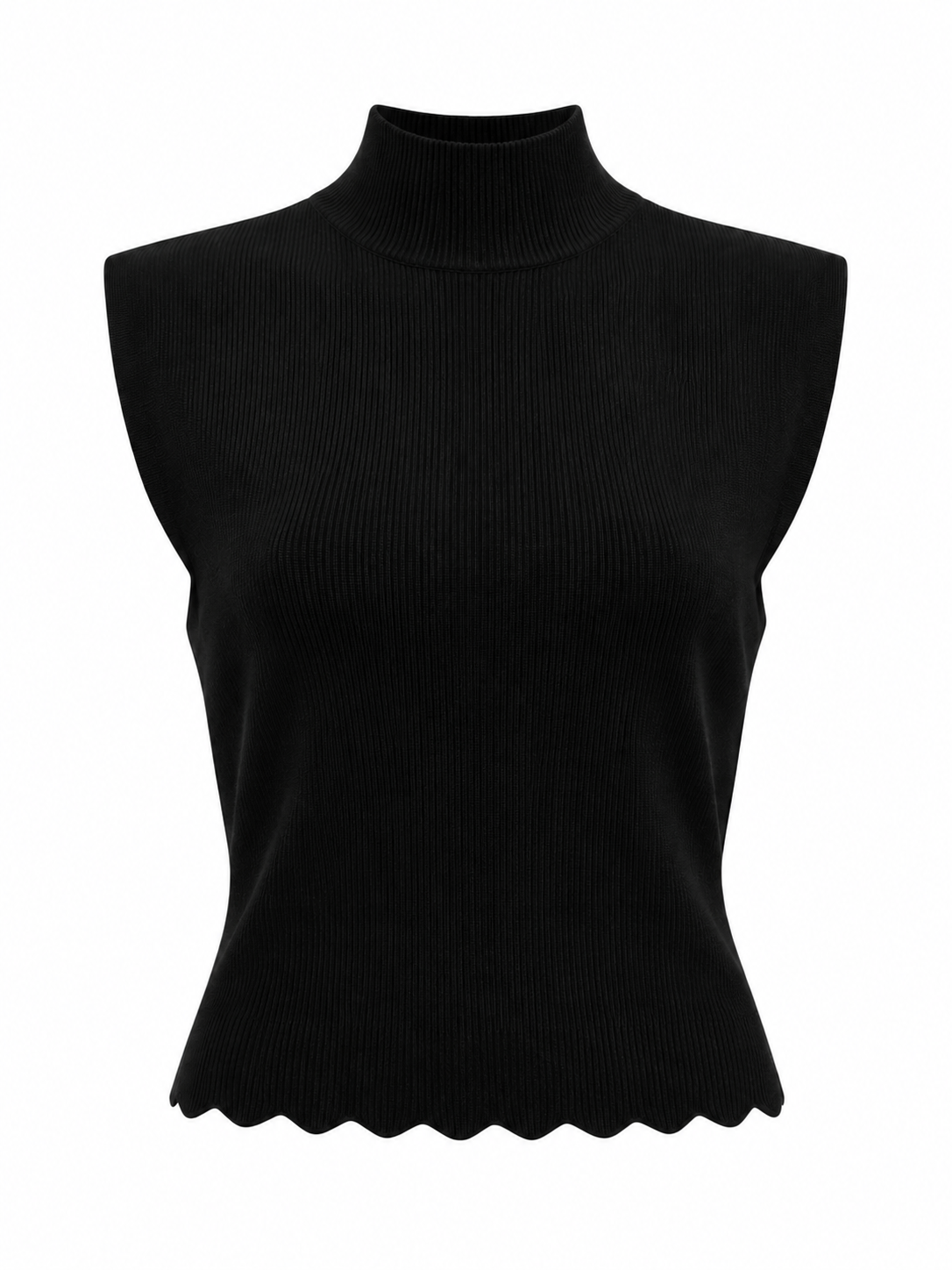 Sleeveless Vest with Scallop Edge and Pin Applique