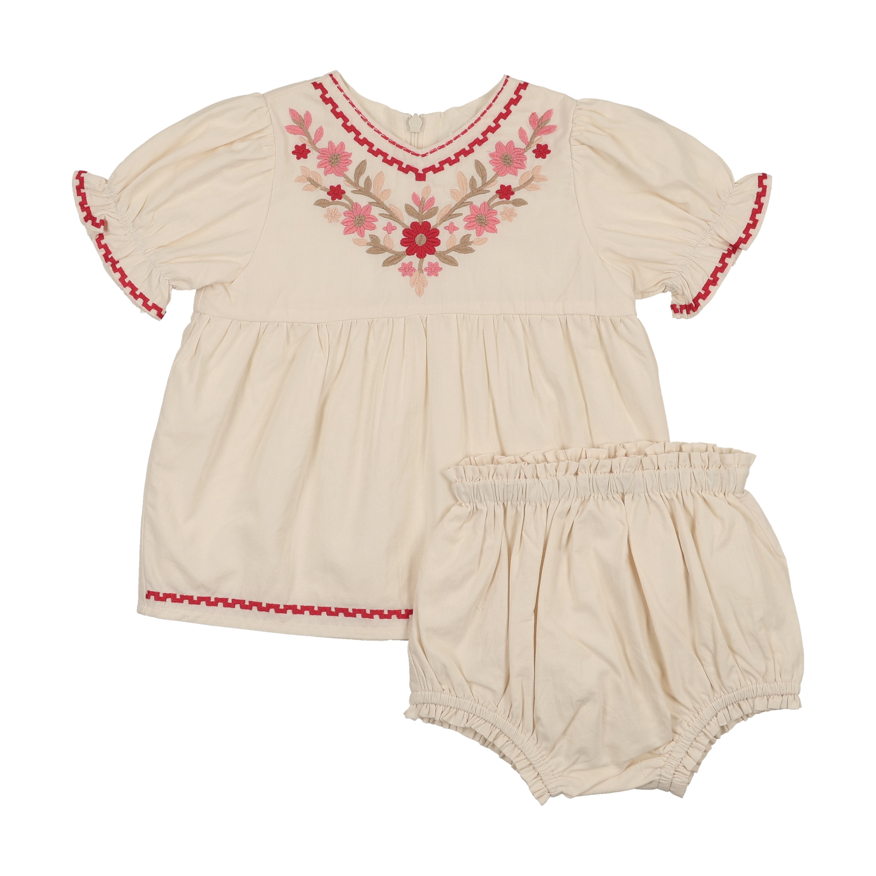 Teela Vanilla Floral Embroidery Baby Girl