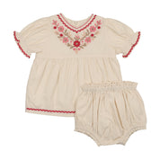 Teela Vanilla Floral Embroidery Baby Girl