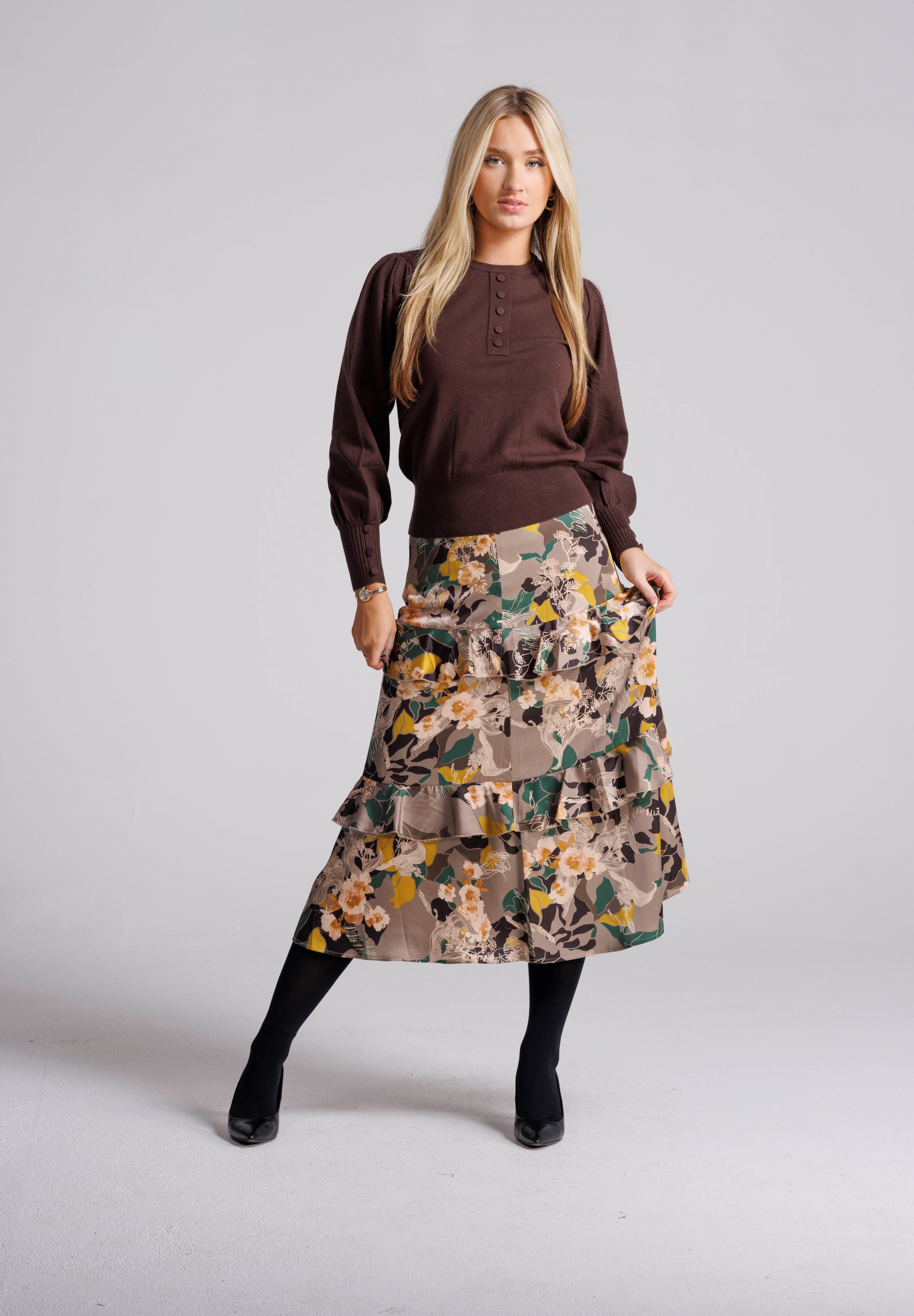 PRINT SKIRT WITH SMALL LAYERS