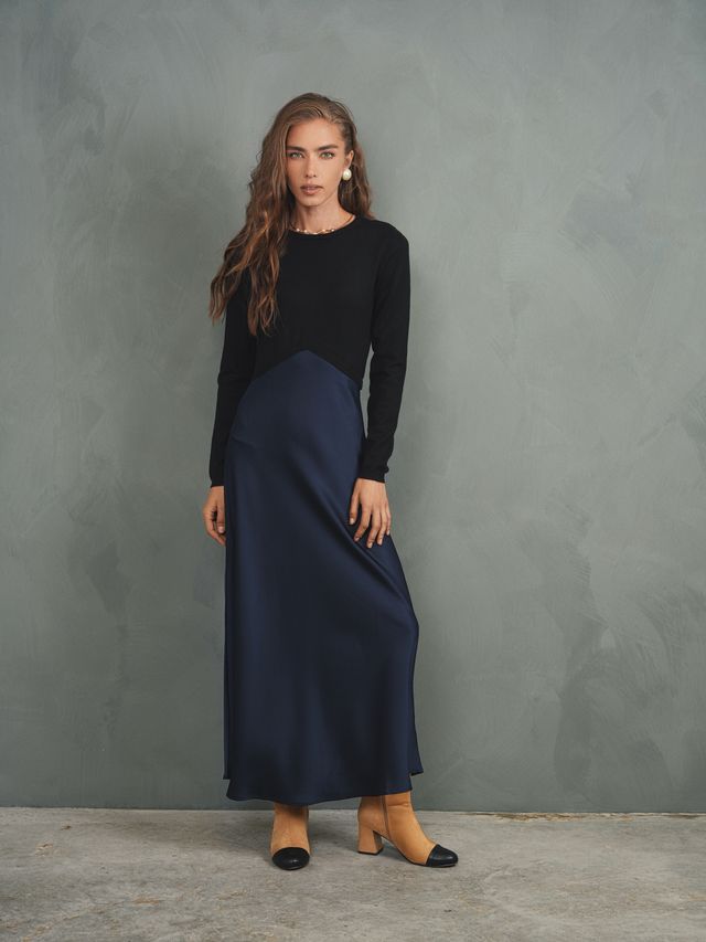 Knit & Satin Dress