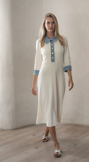 Denim Trim White Waffle