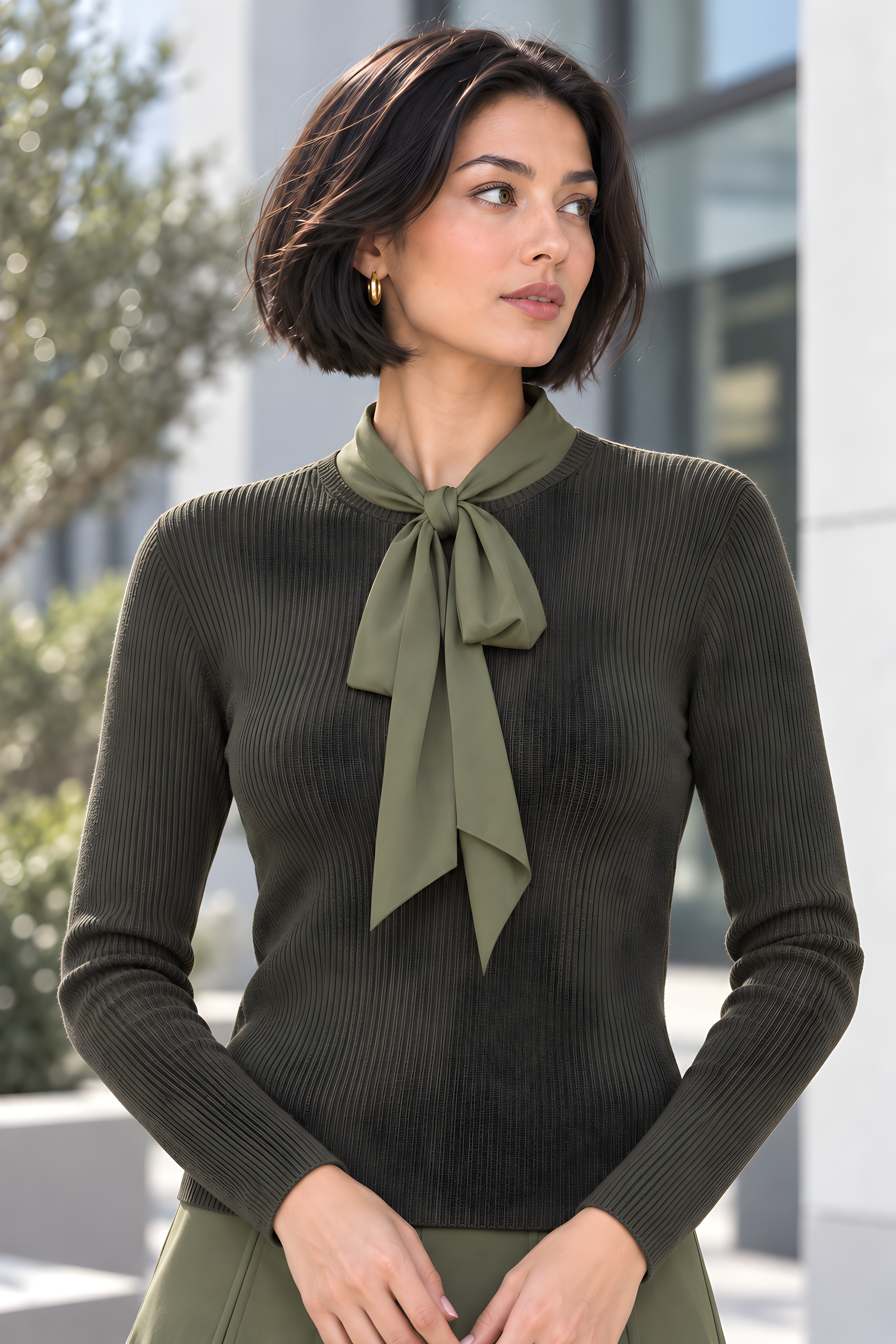 RIBBON TIE KNIT TOP (D20)