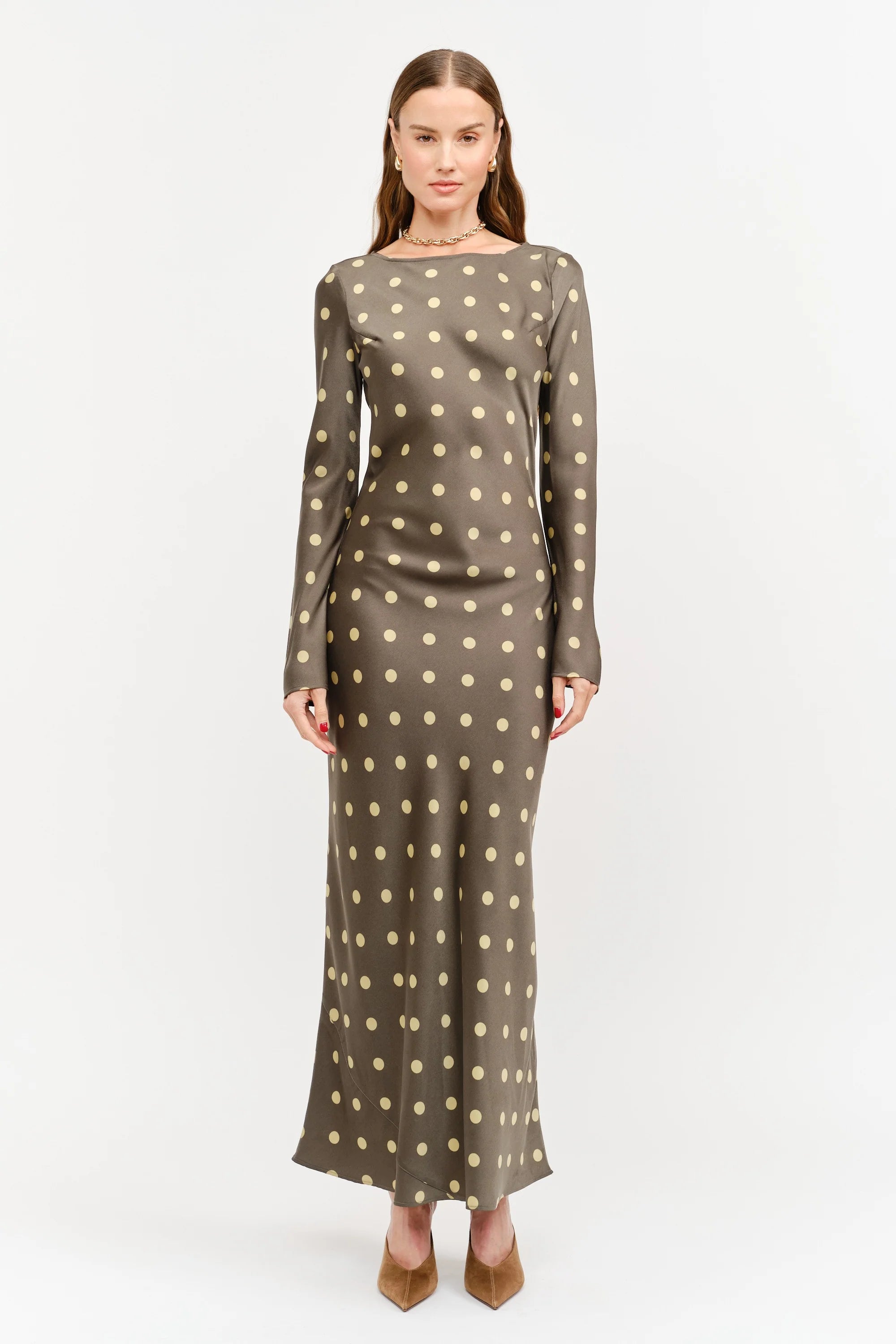 Poppy Polka Dot Dress Olive