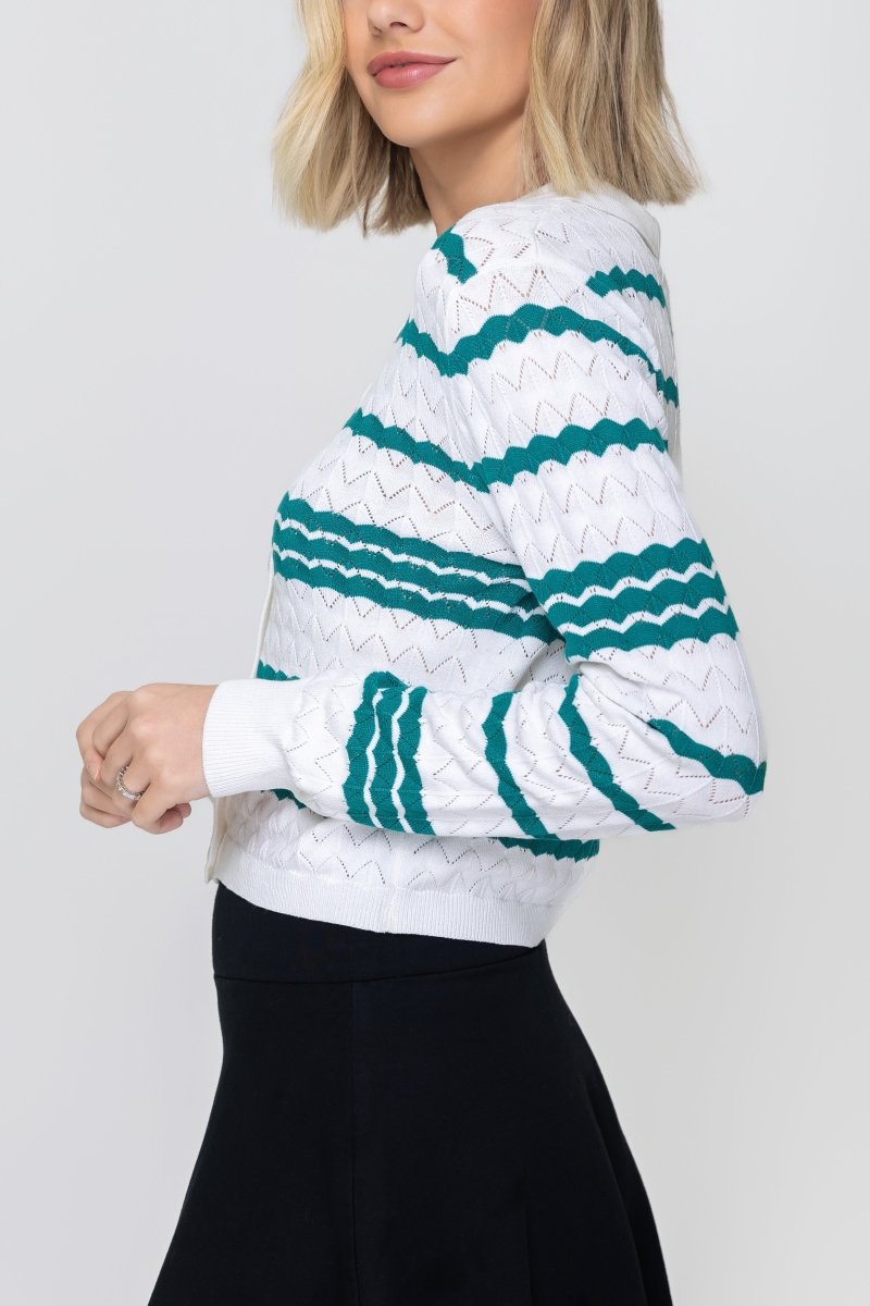 CHLOE CARDIGAN (WHITE/GREEN)