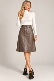 LEATHER A-LINE SKIRT (M8)