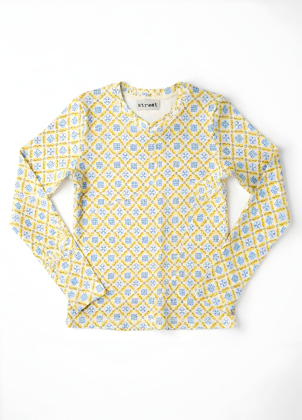 PRINTED MICRO-RIBBED TSHIRT- LATTICE