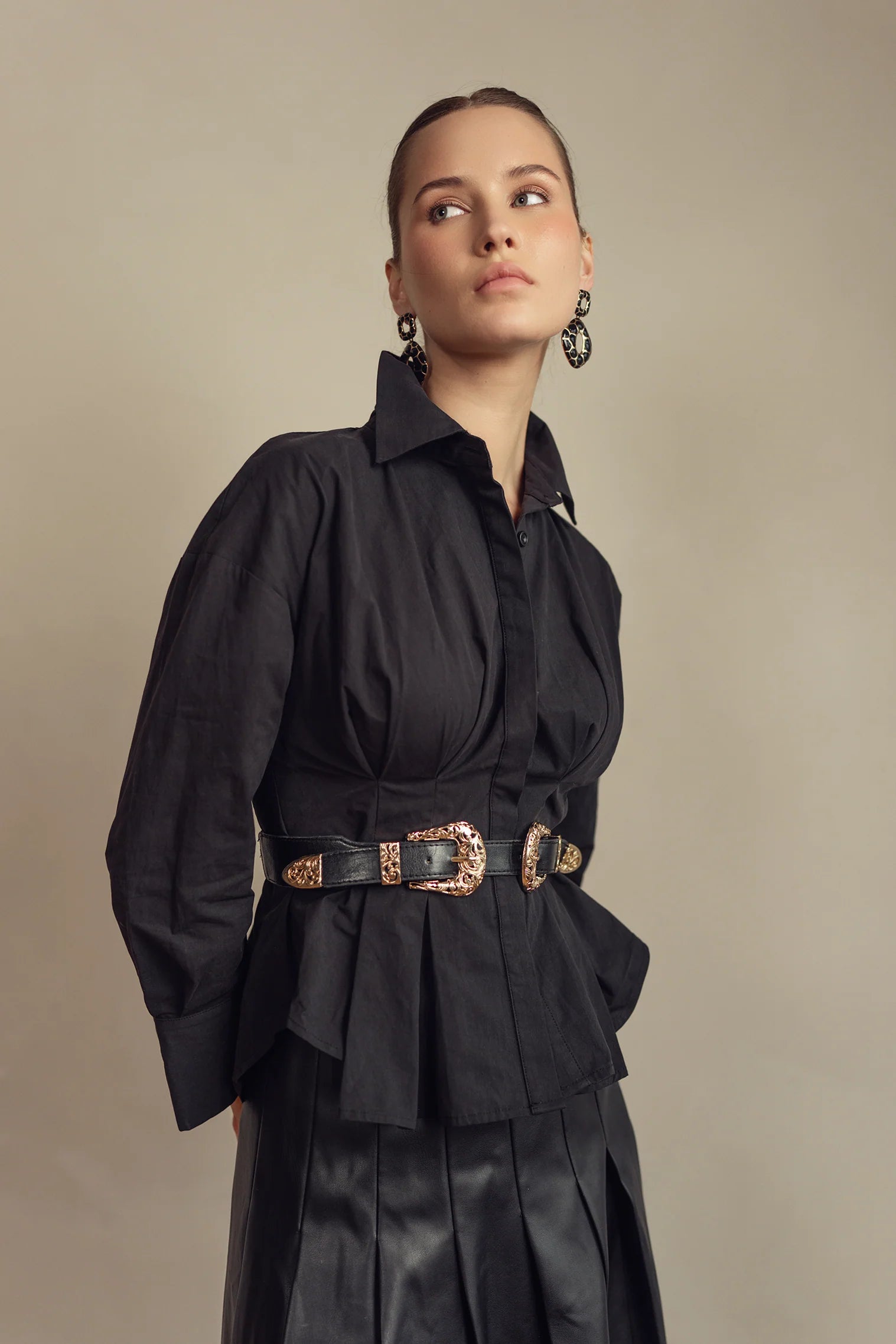 Pintuck Blouse Black
