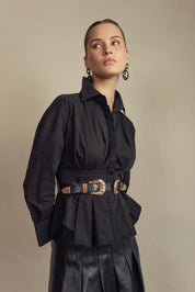 Pintuck Blouse Black